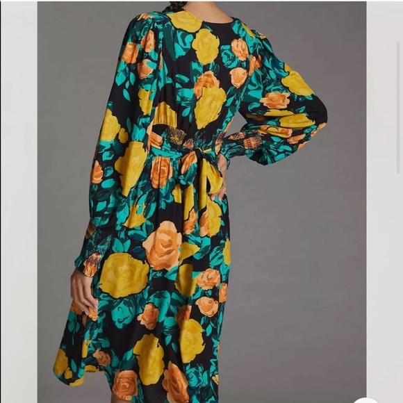 Anthropologie Plenty by Tracy Reese Black motif Floral Midi Dress - Picture 3 of 8